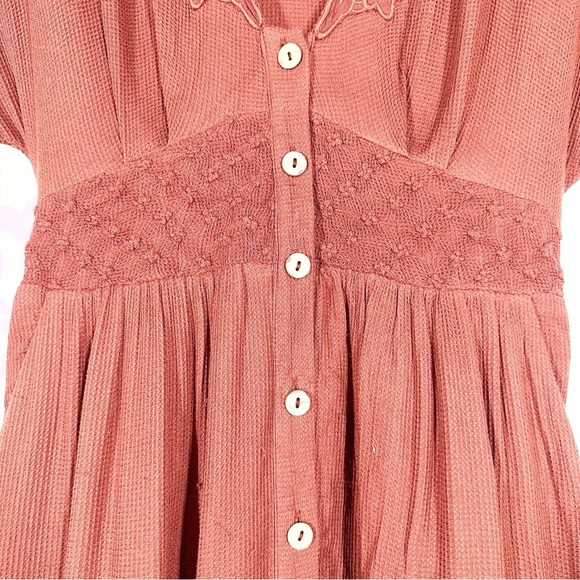 Free People Collette Floral Embroidered Rustic Brown Cinnamon Maxi Dress S - Picture 8 of 16